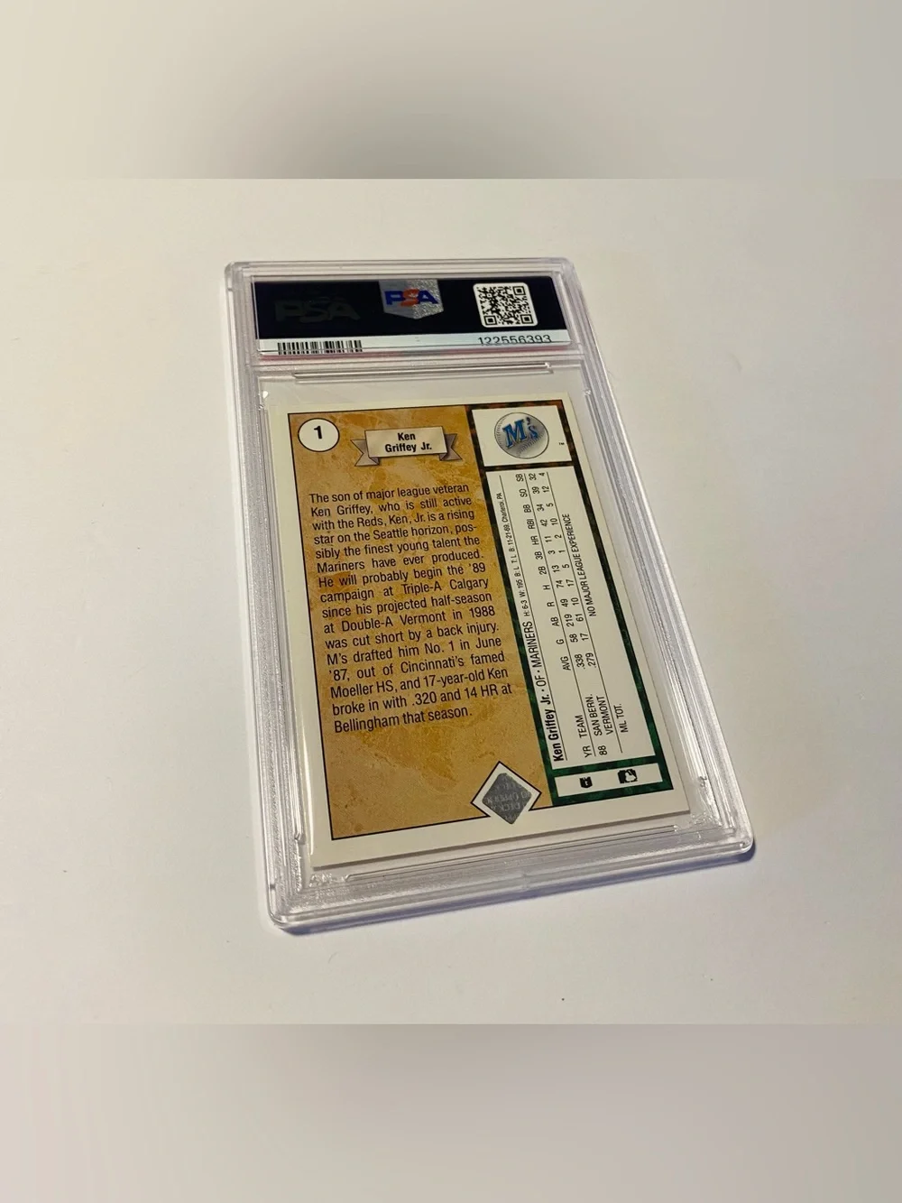 1989 Upper Deck - Star Rookie Ken Griffey Jr #1 (RC) PSA-4